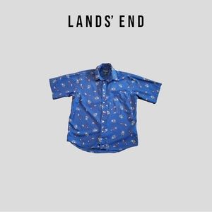 Rare Vintage Golf shirt Lands' End golf bag pattern button up shirt